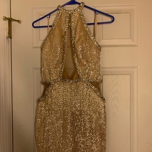 Blush Sparkly Sequin Tassel Dress